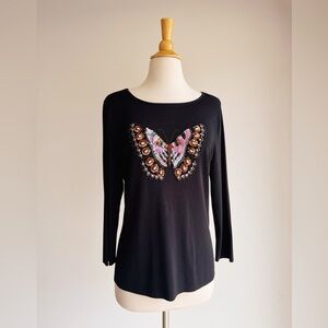 LUCIA BURNS Vintage Sequin Butterfly Top – Size L
